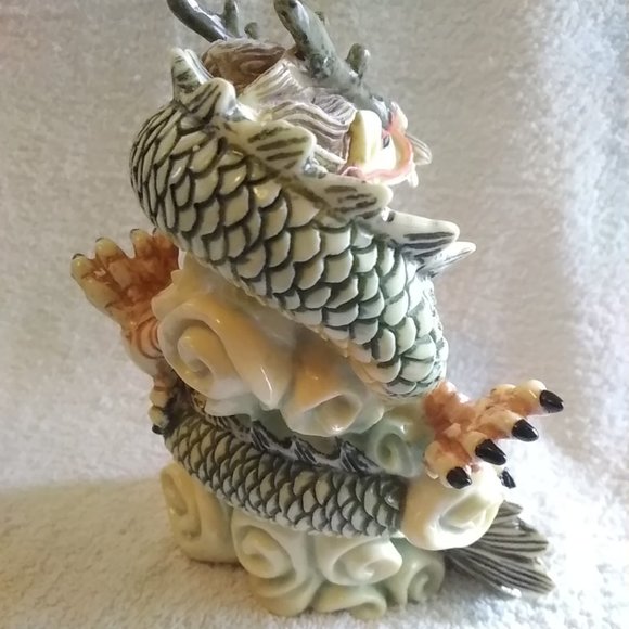 Qing Dynasty Golden Dragon Statue with Gold Ball: 新年快樂 - Picture 3 of 12